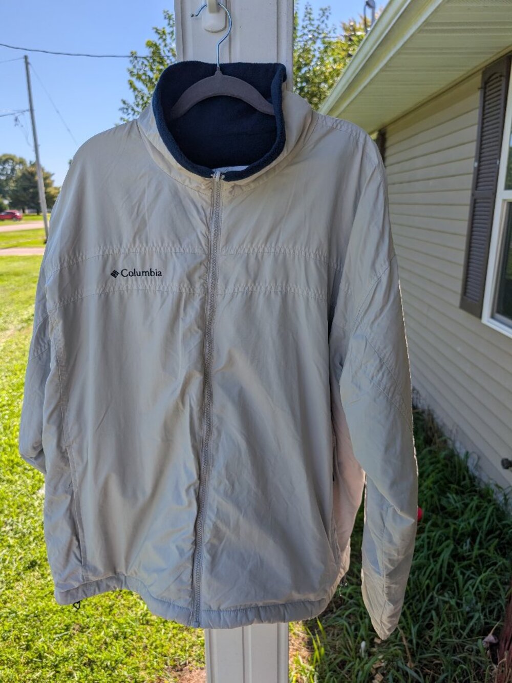 Columbia Interchange Mens XXL Cream Fleece Lined Full Zip Jacket Coat Beige 2XL